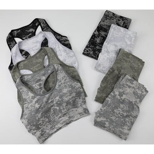 New Camo Seamless Sport Outfit For Woman Yoga Set Fitness Workout Leggings Push Up Sport Bra Top Athletic Clothes Gym Clothing