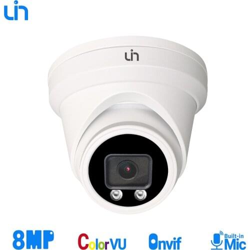 UIN 8MP ColorVu IP Camera Starlight POE Turret Super Color Night Vision IR 30m Audio 2.8mm Lens Compatible with HiK Plug&Play