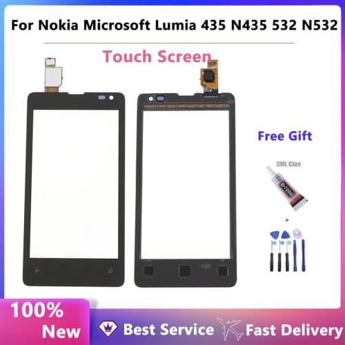 For Nokia Microsoft Lumia 435 532 N435 N532 Touch Screen Panel Digitizer Sensor Front Glass lens Panel Replacement part(No lcd