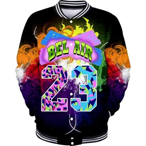 Y2K Kawaii Men Jackets Coats 90s Sitcom The Fresh Prince Coats Baseball Uniform 3D Print Cartoon Casual Baseball Jacket Sized