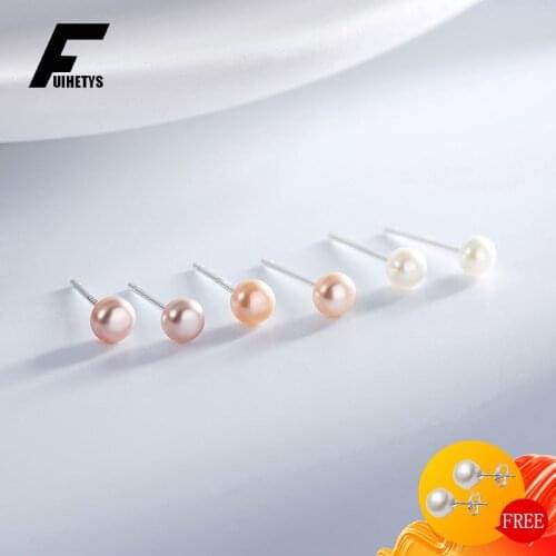 Trendy Earrings 925 Sterling Silver Jewelry Freshwater Pearl Gemstone Stud Earrings for Women Wedding Party Gifts Accessories
