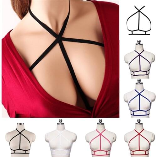 BANGDAERGE Womens Polyester Leotard Gothic Body Bondage Underwear Harajuku Pole Dance Orgy Wearing Underwear Open-chested Bra