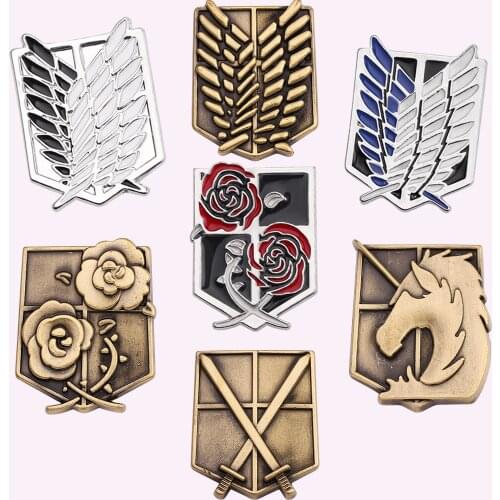 Badges Brooches Anime Attack On Titan Brooches Pins Horse Wing Flowers Collar Laple Pin Fashion Brooch Pin Gift Jewelry For Men