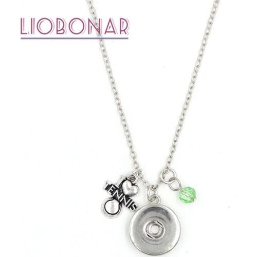 1PC New Birthstone Tennis Necklace 12 Birthstone Sport Tennis Pendants Snap Necklace Fit 18mm Button Jewelry Bijoux