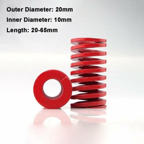 1Pcs Red Medium Load Compression Spring Outer Diameter 20mm Inner Diameter 10mm Loading Die Mold Spring Length 20-65mm