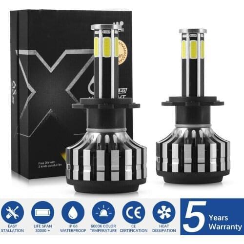 2pcs Lampadas H4 Car Headlight Bulbs H1 H7 H8 H9 H11 LED Lamp HB3 9005 HB4 9006 3D LED Canbus 360 Degree 6000K Auto Light 12V
