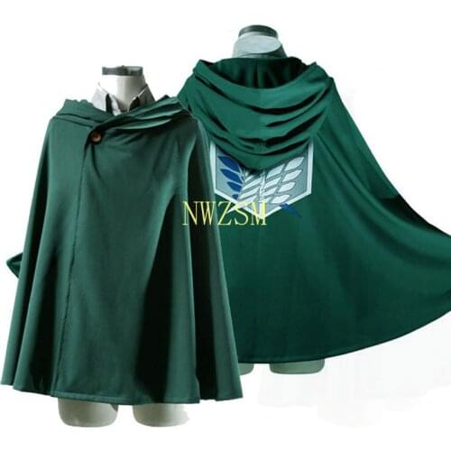 2020 Hoodie Attack on Titan Cloak Shingeki no Kyojin Scouting Legion Cosplay Costume anime cosplay green Cape Women mens clothes