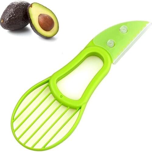3 In 1 Avocado Slicer Shea Corer Butter Fruit Peeler Cutter Pulp Separator Plastic Knife Kitchen Vegetable Tools Kitchen Gadgets