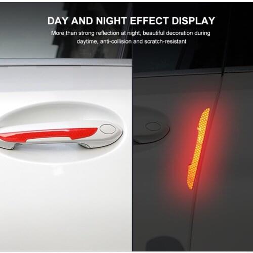 4pcs Universal Car Reflective Stickers Door Edge Guards Trim Molding Anti-collision Protection Strips Door Scratch Protector