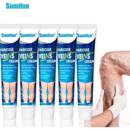 Sumifun 5Pcs Varicose Vein Treatment Ointment Vasculitis Blood Vessel Swelling Spider Chinese Herbal Pain Relief Cream Plaster