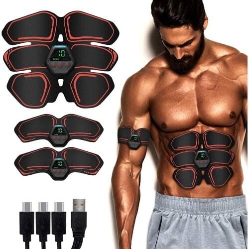 Abs Muscle Stimulator EMS Hip Trainer Electric Abdominal Muscle Toner Rechargeable LCD Display Body Slimming Massage