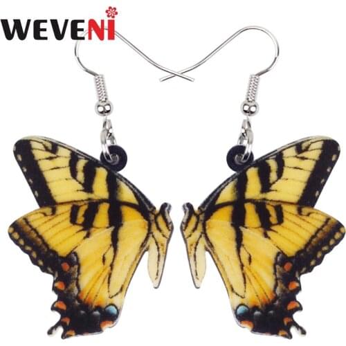 WEVENI Acrylic Papilio Machaon Butterfly Earrings New Dangle Drop Symmetric Insect Jewelry For Women Girls Ladies Cute Gift Gift