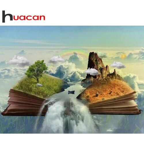 Huacan 5D DIY Diamond Mosaic Painting Waterfall Full Diamond Embroidery Landscape Rhinestone Decoration Home Art