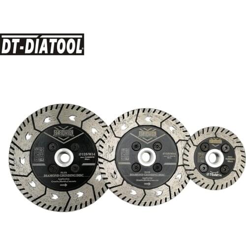 DT-DIATOOL 1pc Diamond Dual Saw Blade Grinding Disc Granite Marble Cutting Disc M14 or 5/8-11 thread 3" 4.5" 5"