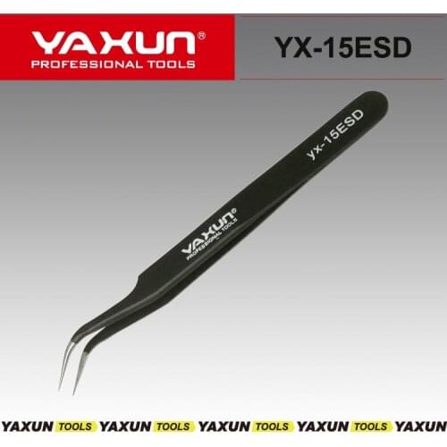 Free Shipping YAXUN YX-15ESD Stainless Steel Tweezers Mobile repair tools bend tweezer high quality tweezer curved tweezer