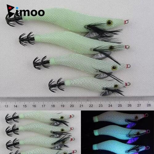 Bimoo Size 2 2.5 3 3.5 White Pearl Luminous Shrimp Squid Jigs Dark Glow Squid Jig EGI Fishing Lure