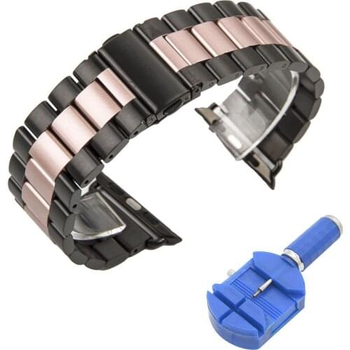 Black Rose Metal Links Bracelet for Apple Watch 40/38mm 44/42mm Band for iWatch Series 4 3 2 1 Strap Stainless Steel Wristband