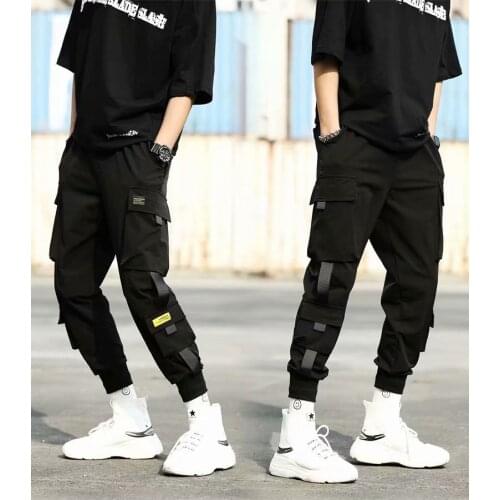 2020 Fashion Mens Clothing Streetwear Elastic Waist Harem Pants Cotton Trousers Male Casual Loose Jogger Ribbons Men Pant