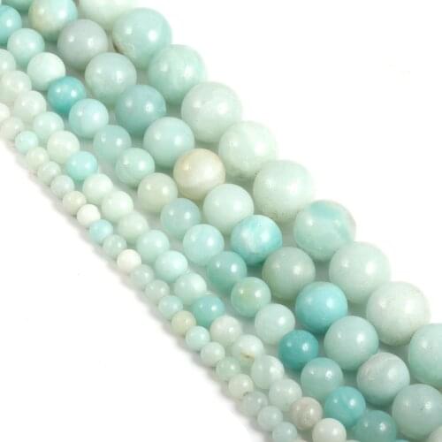 Natural Stone Beads Round Shape blue-green agates Beads Loose Spacer Beaded for Jewelry Making DIY Bracelet Necklace Accessories