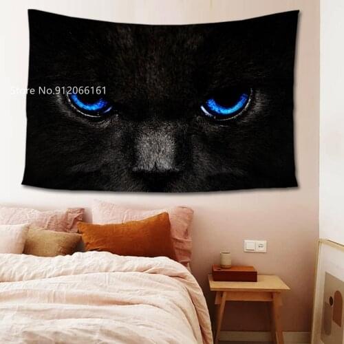 Black Cats Tapestry 3D Print Dark Animals Wall Hanging Home Dorm Decoration Tapestry For Living Room Bedroom Wall Blanket