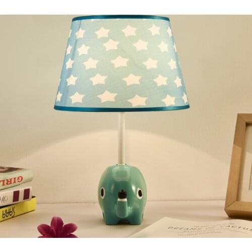Kids table lamp for bedroom decoration fabric resin elephant flexo led desk lamp eye-protecting reading lamp bedside night light