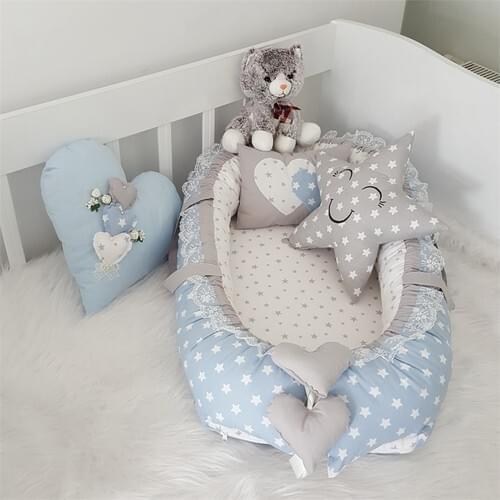 Controls Baby Blue Star 4 Piece Lux Babynest Set