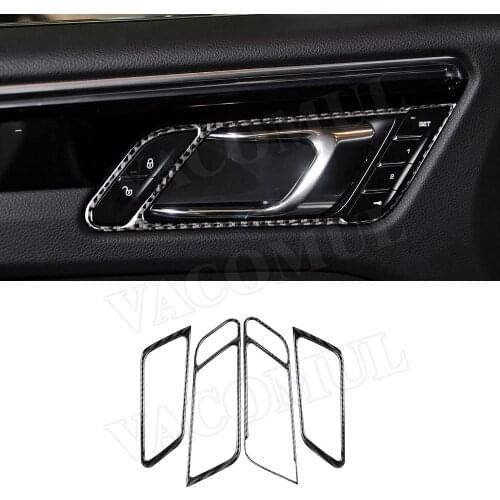 Carbon Fiber Car Interior Door Handle Panel Trim Frame Cover Stickers for Porsche Macan 2015-2018 Car Accessories