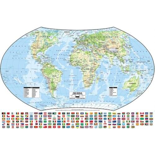 The World Hammer Projection Map With National Flags 150x100cm Non-woven Foldable World Map