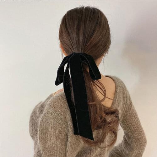 Korean Bow-Knot Elastic Hair Bands Accessories Fashion Hair Band Long Ribbon Bow Ponytail Hair Tie Scrunchies Women Girls