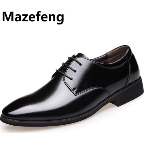 Mazefeng British Style Men Formal Oxford Shoes Wedding Shoes Leather Italy Pointed Toe Mens Dress Shoes Sapato Oxford Masculino