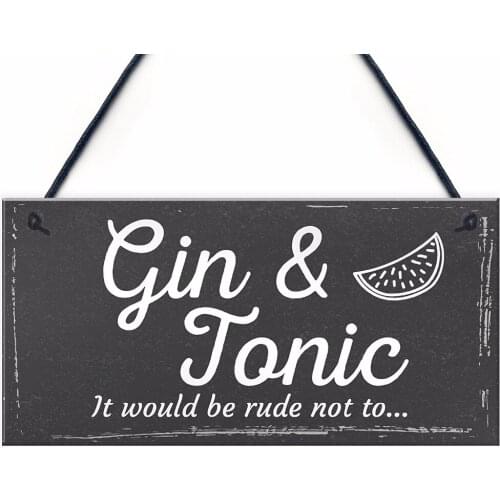 Meijiafei Gifts For Women Gin & Tonic Plaque Novelty Garden Alcohol Pub Bar Man Cave Sign 10" x 5"
