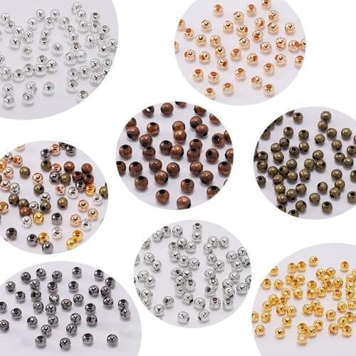 30-500Pcs/lot Gold 2-10mm Metal Beads Smooth Ball Spacer Beads For DIY Necklace Bracelet Anklet Jewelry Making Supplies