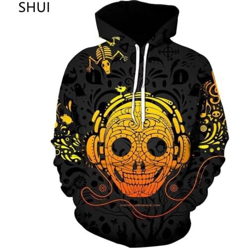 2021 NEW SUMMER BREATHABL Mens Hoodie 3D Printing Horror Skull Hooded Sweater Mens Handsome Jacket Casual Harajuku Streetwear