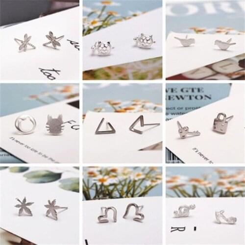 New Simple Fashion 925 Sterling Silver Jewelry Sweet Cute Various Styles Cheaper Beautiful Animal Leaf Heart Plant Stud Earrings