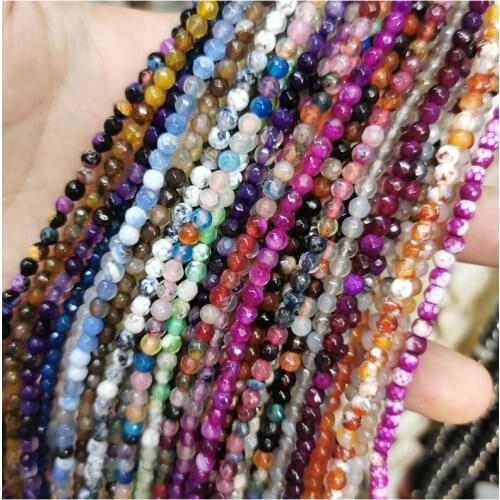 Wholesale Cut Face 4mm Purple Red Yellow Black Multicolor Stripe Indian Onyx Round loose stone jewelry Beads Agat Beads DIY