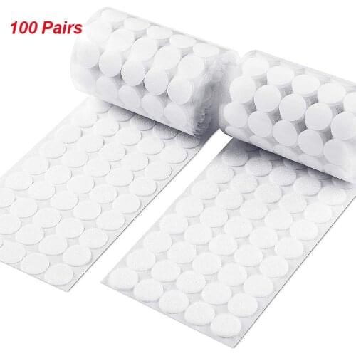 100 Pairs Self Adhesive Dots Round Nylon Black White Strong Self Adhesive Fastener Tape Disc Adhesive Strong Glue 10/15/20/30MM