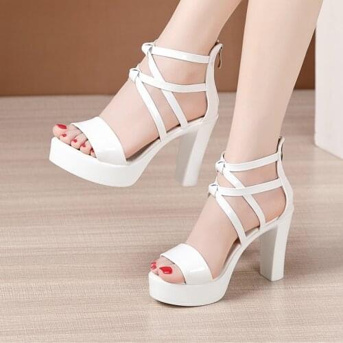 Platform Sandals Women Wedding Shoes Nice Summer High Heels Gladiator Sandals Patent Leather Sandalsghn6