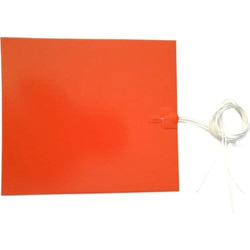 24v 400w 270*300*1.5mm silicone heat bed for 3d printer adhesive 1 side 100k thermistor 1000mm lead from middle of 270 side