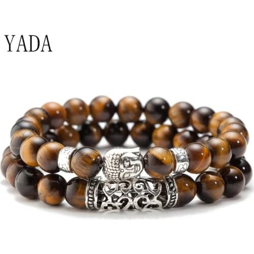 YADA Gifts 8mm Buddha Head Bracelets&Bangles For Men Tiger Eyes Bracelet Friendship Handmade Casual Jewelry Bracelet BT200106