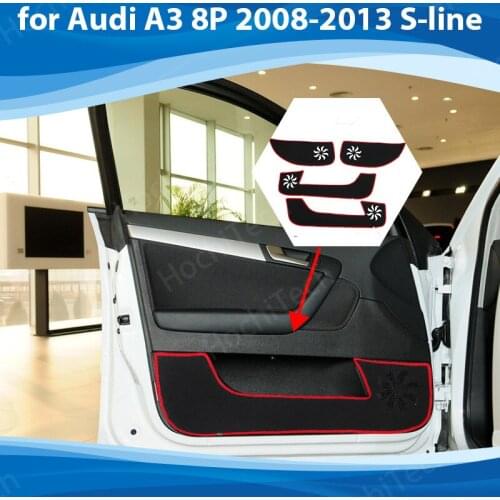 Protective Mat Side edge cover Door Inside Guard Car Door Anti Kick Pad Sticker for Audi A3 8P 2008-2013 S-line Accessories