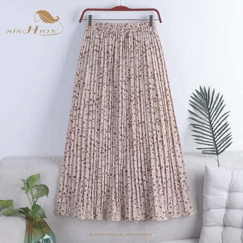 2021 Women Summer Long Chiffon Skirt Saias Mulher VD1812 Y2K Elastic Waist Pleated Skirt Korean Fashion