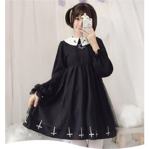 Gothic Lolita Dress Dark Fashion Cross Cosplay Female Dress Japanese Suit Cute Style Tulle Dress