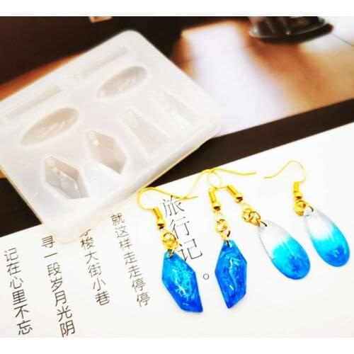 1 Set Crystal Epoxy Resin Mold Earring Pendant Casting Silicone Mould Handmade DIY Crafts Jewelry Making Tool