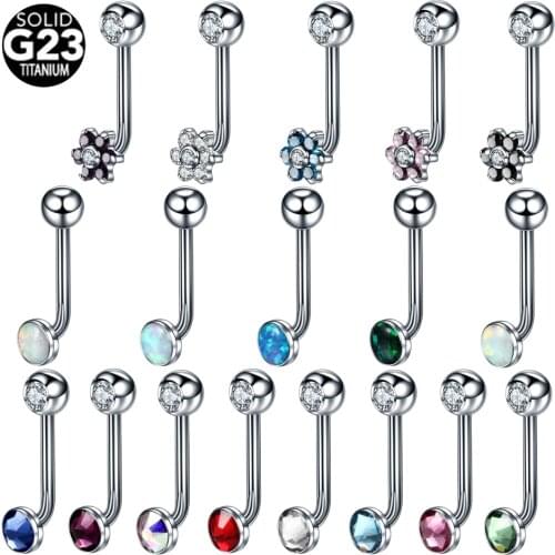 1PC Titanium Christina Vertical Hood Piercings Flower Lip Rings Opal Sexy Vagina Genital Piercing VCH Eyebrow Piercings Jewelry