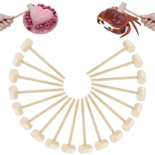 10PCS Wooden Hammers Multi-Use Mini Crab Lobster Shellfish Wooden Mallets Natural Hardwood Food Hammer Seafood Tool For Kitchen