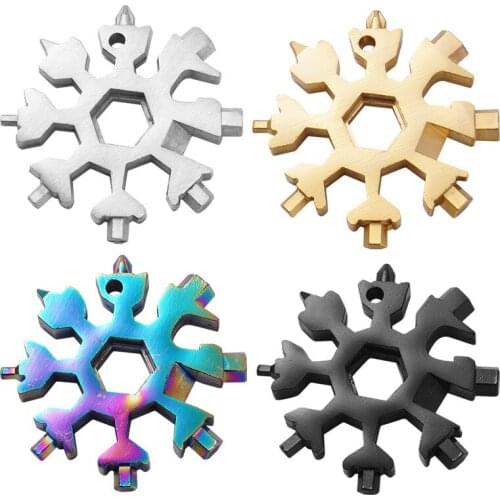 18 in 1 Snowflake Spanner Keyring Hex Multifunction Outdoor Hike Wrench Key Ring Pocket Multipurpose Camp Survive Hand Tools