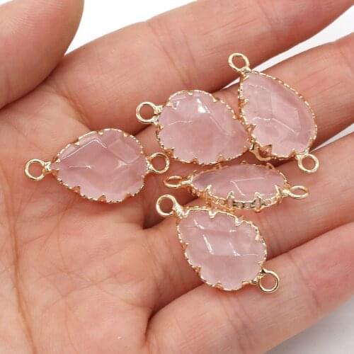 2pc Natural Stone Agates Pendant Charms Amethyst Crystal Double Hole Connector for Jewelry Making DIY Necklace Bracelet Gift