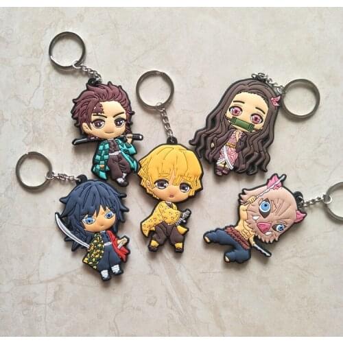 Anime Demon Slayer Kimetsu No Yaiba Kochou Shinobu PVC Soft Glue Keychain Keyring Costume Cosplay Props Accessories Collections
