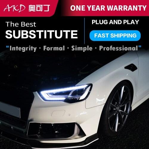 AKD car Styling LED Head Lamp for AUDI A3 led headlights 2013-2016 FOR FULL LED hid Bi-LED Lens low beam