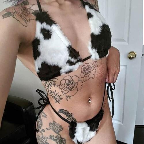 BKLD White Lace Up Halter Sexy V-neck Bandage Crop Tops 2020 Summer Fashion Cow Print Casual Sleeveless Backless Short Tank Tops